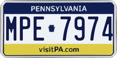 PA license plate MPE7974