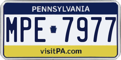 PA license plate MPE7977