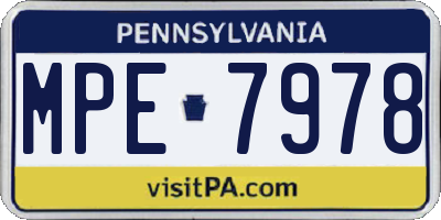 PA license plate MPE7978