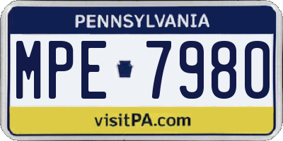 PA license plate MPE7980