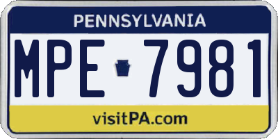PA license plate MPE7981
