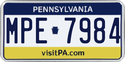 PA license plate MPE7984