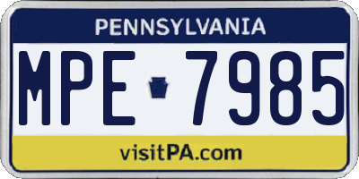 PA license plate MPE7985