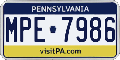 PA license plate MPE7986