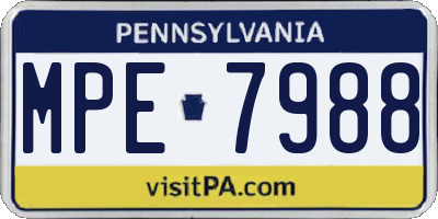 PA license plate MPE7988