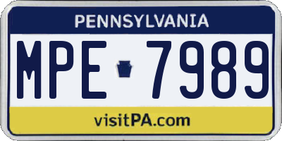 PA license plate MPE7989