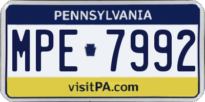 PA license plate MPE7992
