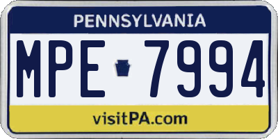 PA license plate MPE7994