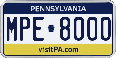 PA license plate MPE8000