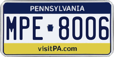 PA license plate MPE8006