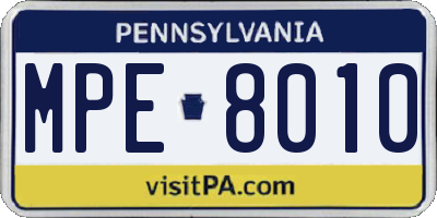 PA license plate MPE8010