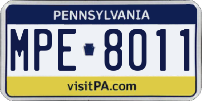 PA license plate MPE8011