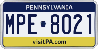 PA license plate MPE8021