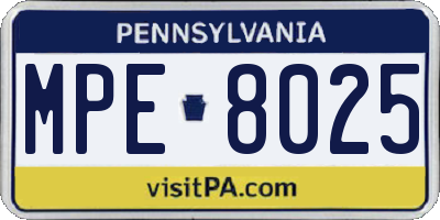 PA license plate MPE8025