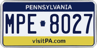 PA license plate MPE8027