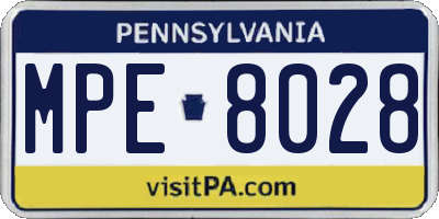 PA license plate MPE8028