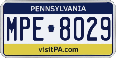 PA license plate MPE8029