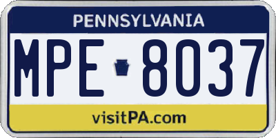 PA license plate MPE8037
