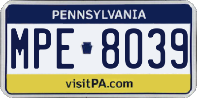PA license plate MPE8039