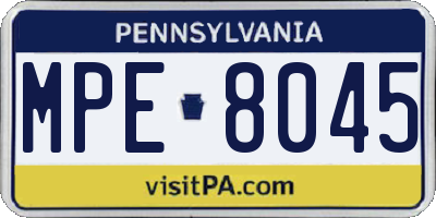 PA license plate MPE8045