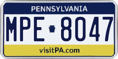 PA license plate MPE8047