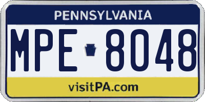 PA license plate MPE8048