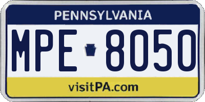 PA license plate MPE8050