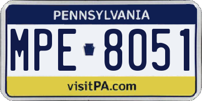 PA license plate MPE8051