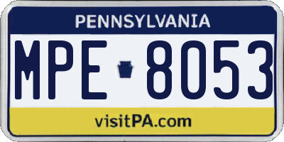 PA license plate MPE8053