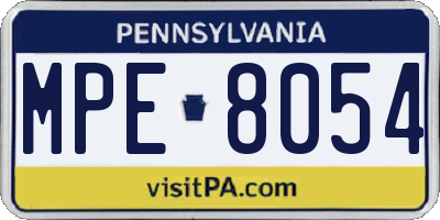 PA license plate MPE8054