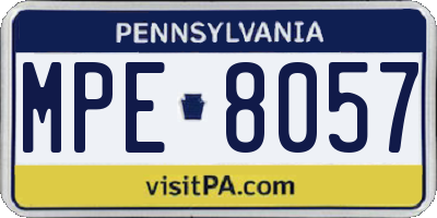 PA license plate MPE8057
