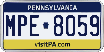 PA license plate MPE8059
