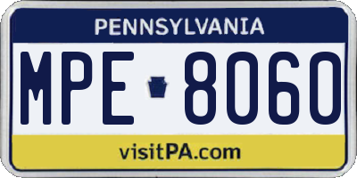 PA license plate MPE8060