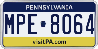 PA license plate MPE8064