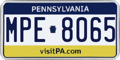PA license plate MPE8065