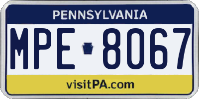 PA license plate MPE8067