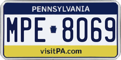 PA license plate MPE8069