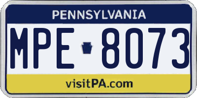 PA license plate MPE8073