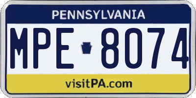 PA license plate MPE8074