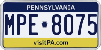 PA license plate MPE8075