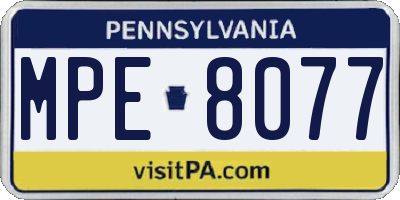 PA license plate MPE8077