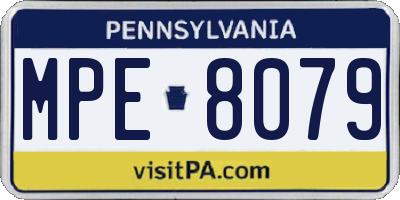 PA license plate MPE8079