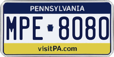 PA license plate MPE8080