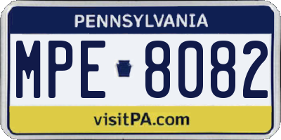 PA license plate MPE8082