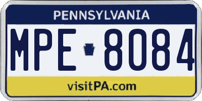 PA license plate MPE8084