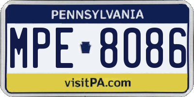 PA license plate MPE8086