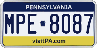PA license plate MPE8087