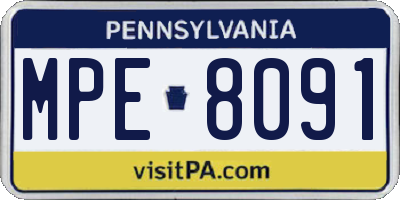 PA license plate MPE8091