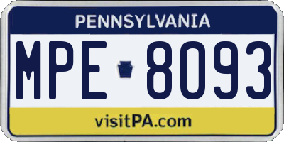 PA license plate MPE8093