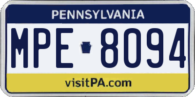 PA license plate MPE8094